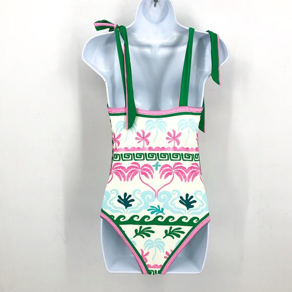 BEACH RIOT Women's Shona One Piece Swimsuit Small White Tropical Palm Print NWT - Picture 10 of 15